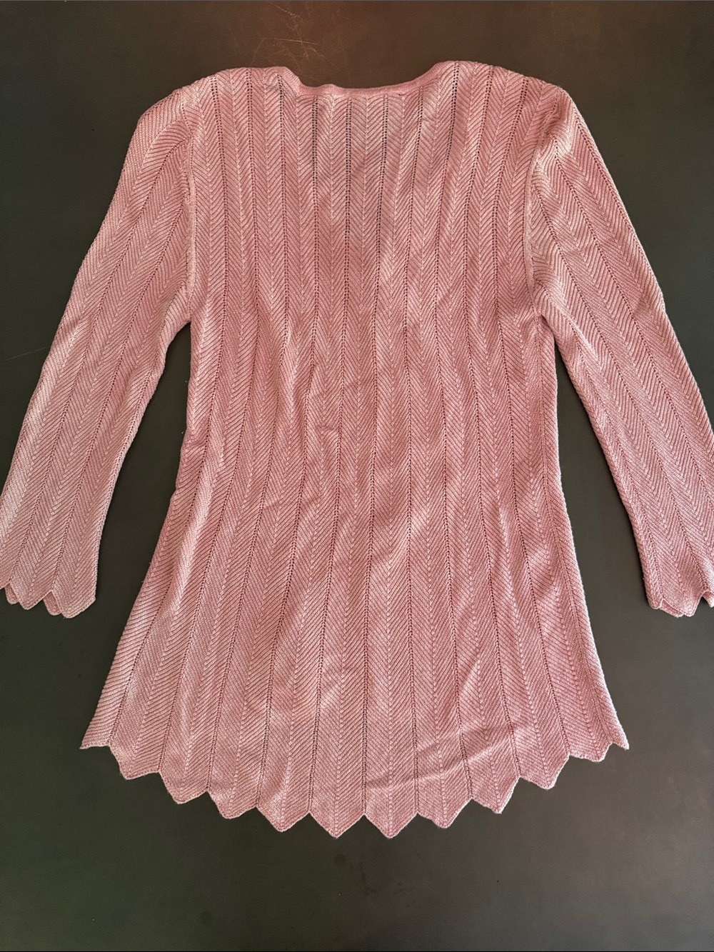 White House Black Market Dusty Rose Lace-Up Chevron Knit Tunic - Picture 4 of 5